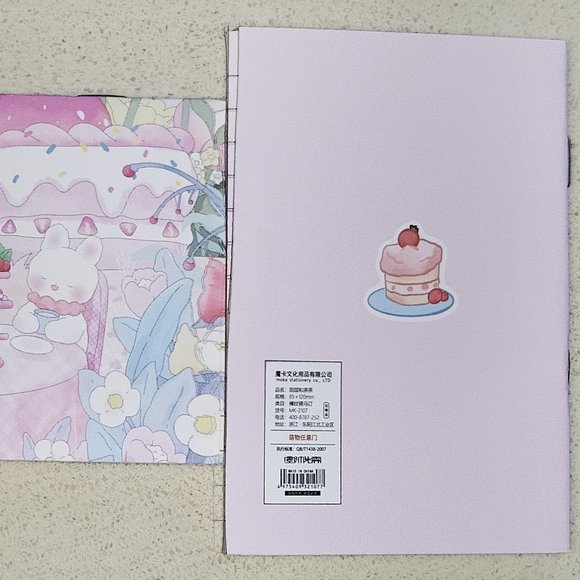 Anime girl & stuffed plush animals tea party mini notebook notepad - Picture 2 of 2